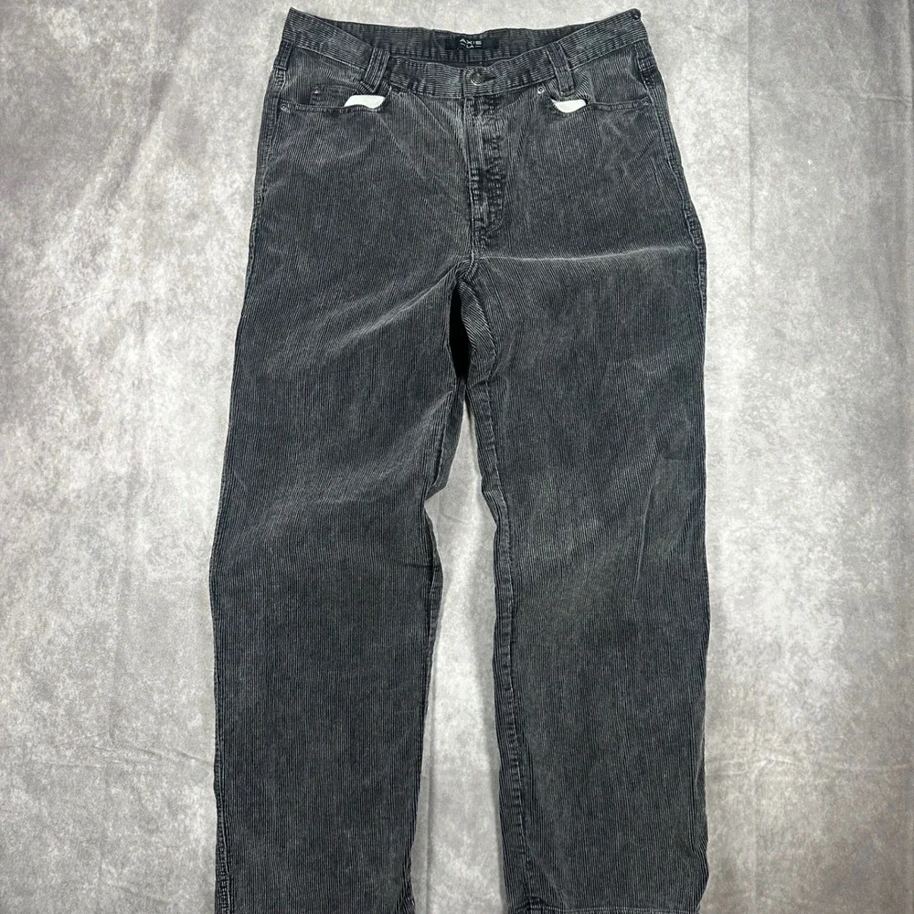 Axis LA Mens Black Corduroy Pants 36x32 Straight Leg 100% Cotton 5-Pocket Design